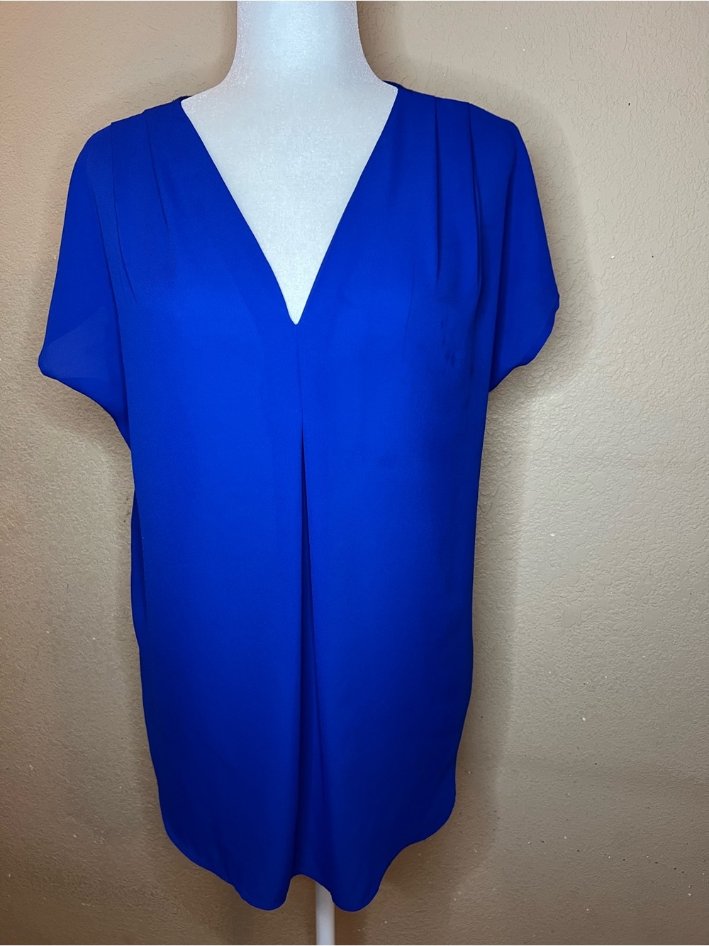 INC International Concepts V-Neck Blouse in Cobalt Blue